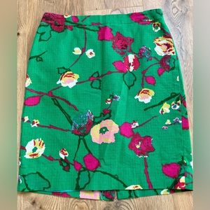 J. Crew pink and green floral pencil skirt